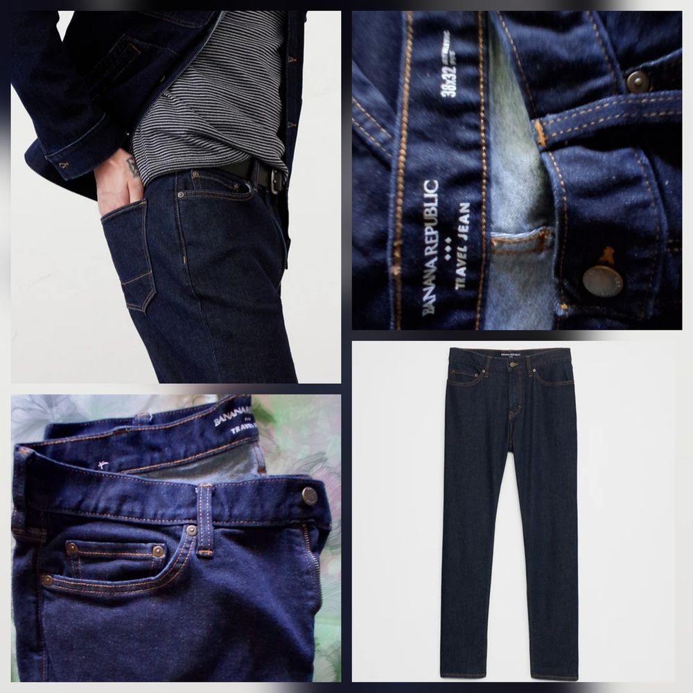 🔥NEW BANANA REPUBLIC Travel Jean Athletic Fit Dark Blue & FREE GIFT